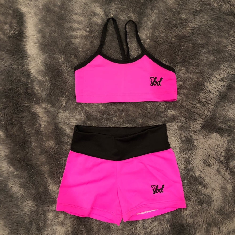 Sports bra and workout shorts